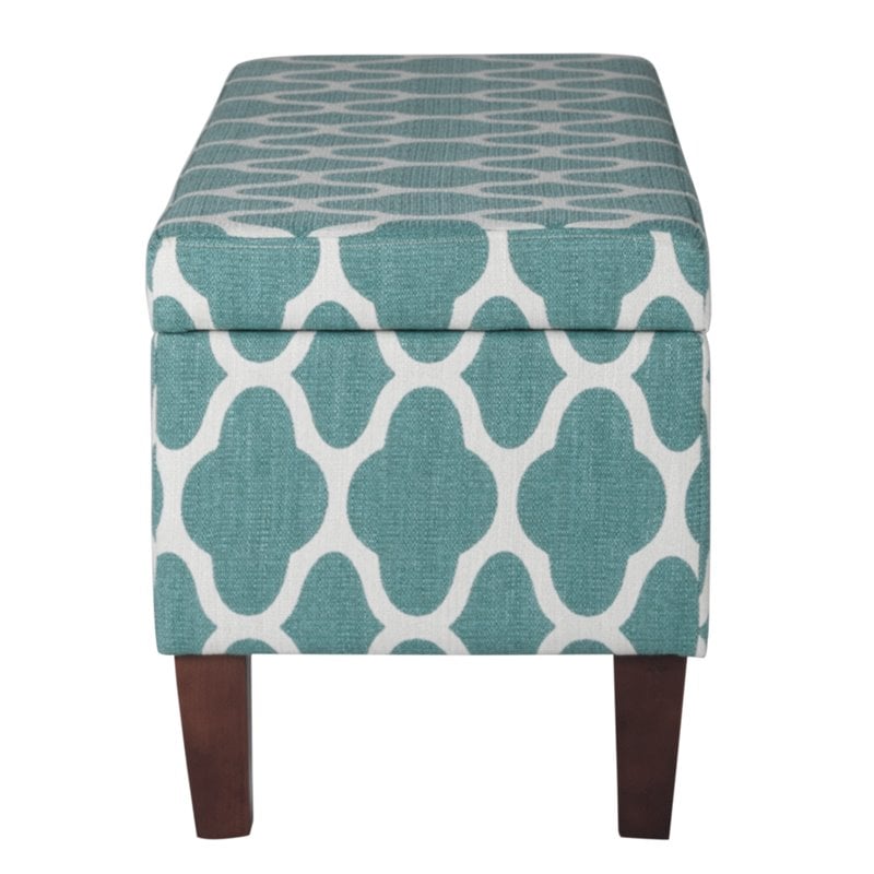 HomePop Transitional Fabric Large Decorative Storage Bench in Teal Blue