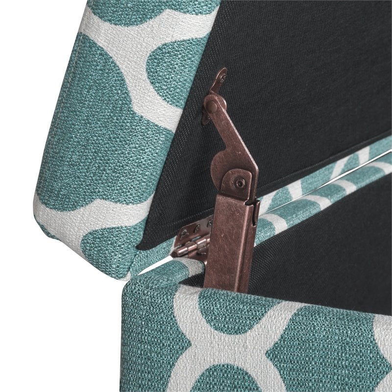 HomePop Transitional Fabric Large Decorative Storage Bench in Teal Blue