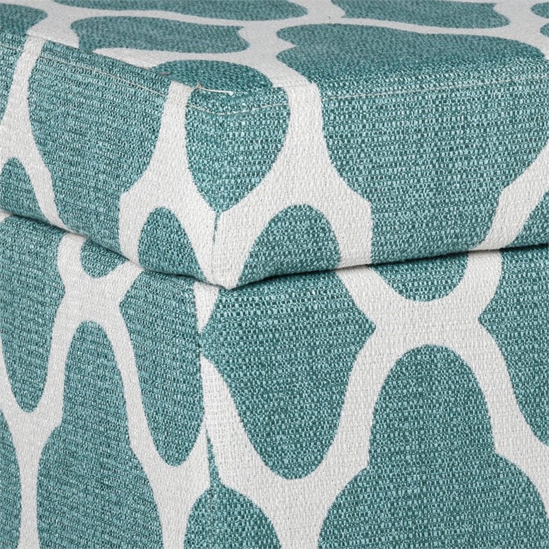HomePop Transitional Fabric Large Decorative Storage Bench in Teal Blue