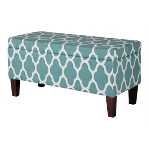 homepop transitional fabric large decorative storage bench in teal blue