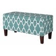 HomePop Transitional Fabric Large Decorative Storage Bench in Teal Blue