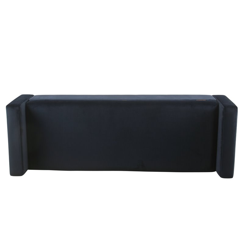 HomePop Fulton Modern Velvet Fabric Storage Bench in Dark Navy