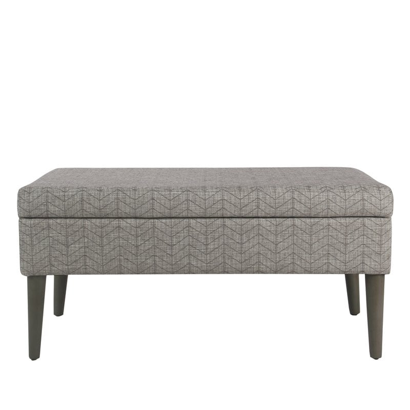 HomePop Modern Fabric Storage Bench with Solid Wood Legs in Gray