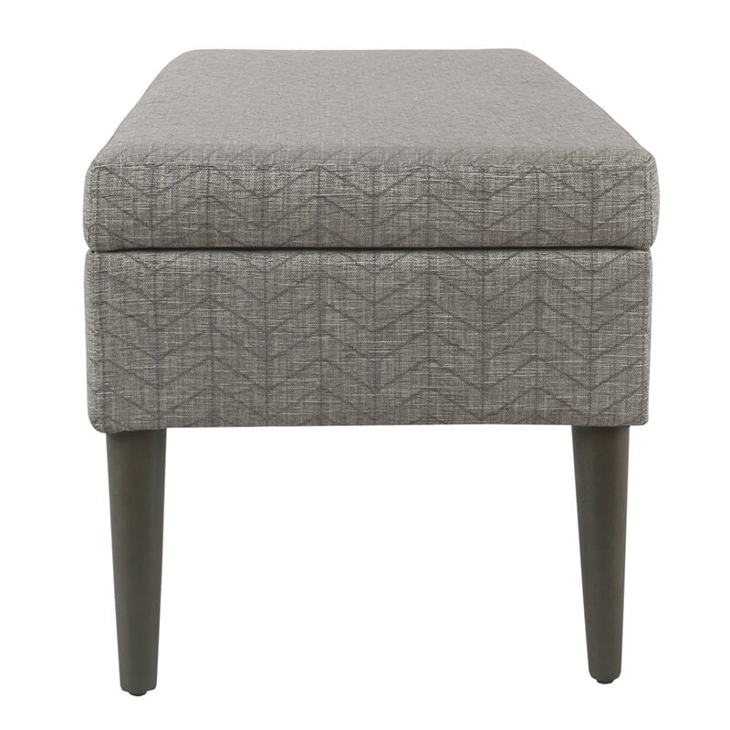HomePop Modern Fabric Storage Bench with Solid Wood Legs in Gray