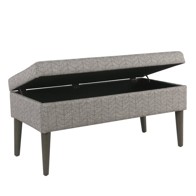 HomePop Modern Fabric Storage Bench with Solid Wood Legs in Gray