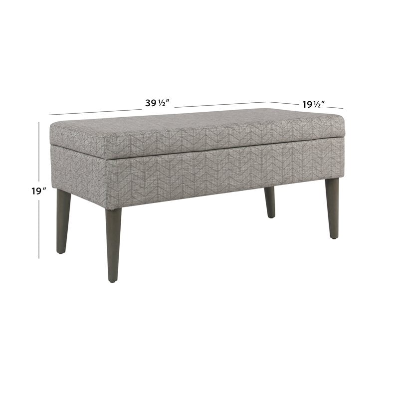 HomePop Modern Fabric Storage Bench with Solid Wood Legs in Gray