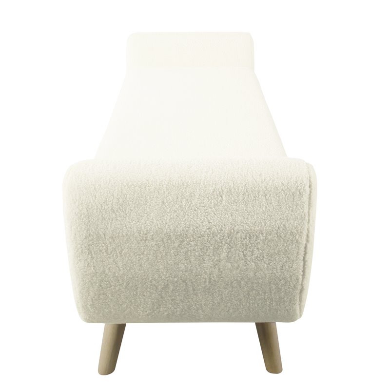 HomePop Sherpa Modern Fabric Storage Bench with Wood Legs in Cream