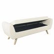 HomePop Sherpa Modern Fabric Storage Bench with Wood Legs in Cream