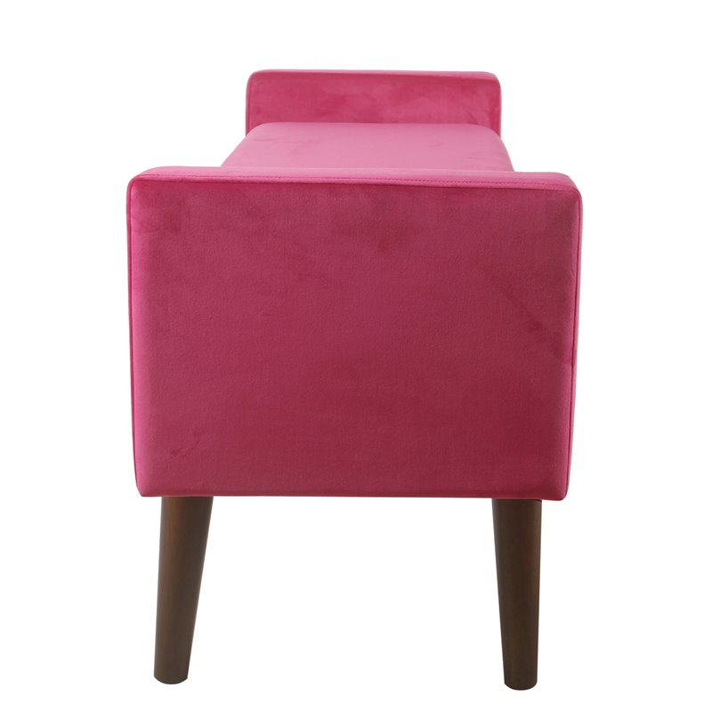 HomePop Fulton Modern Velvet Fabric Storage Bench in Pink Finish