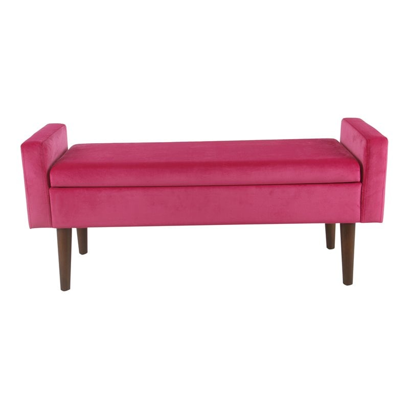 HomePop Fulton Modern Velvet Fabric Storage Bench in Pink Finish