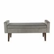HomePop Fulton Modern Velvet Fabric Storage Bench in Gray Finish