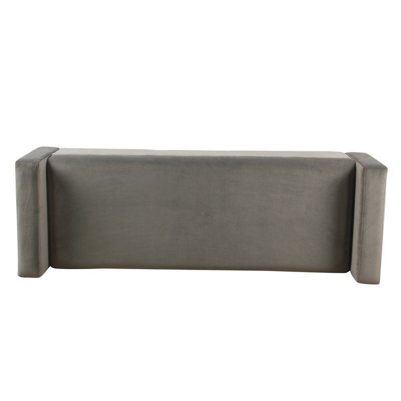 HomePop Fulton Modern Velvet Fabric Storage Bench in Gray Finish