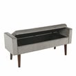 HomePop Fulton Modern Velvet Fabric Storage Bench in Gray Finish