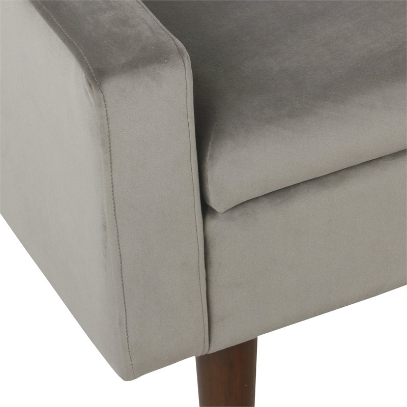 HomePop Fulton Modern Velvet Fabric Storage Bench in Gray Finish