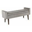 HomePop Fulton Modern Velvet Fabric Storage Bench in Gray Finish