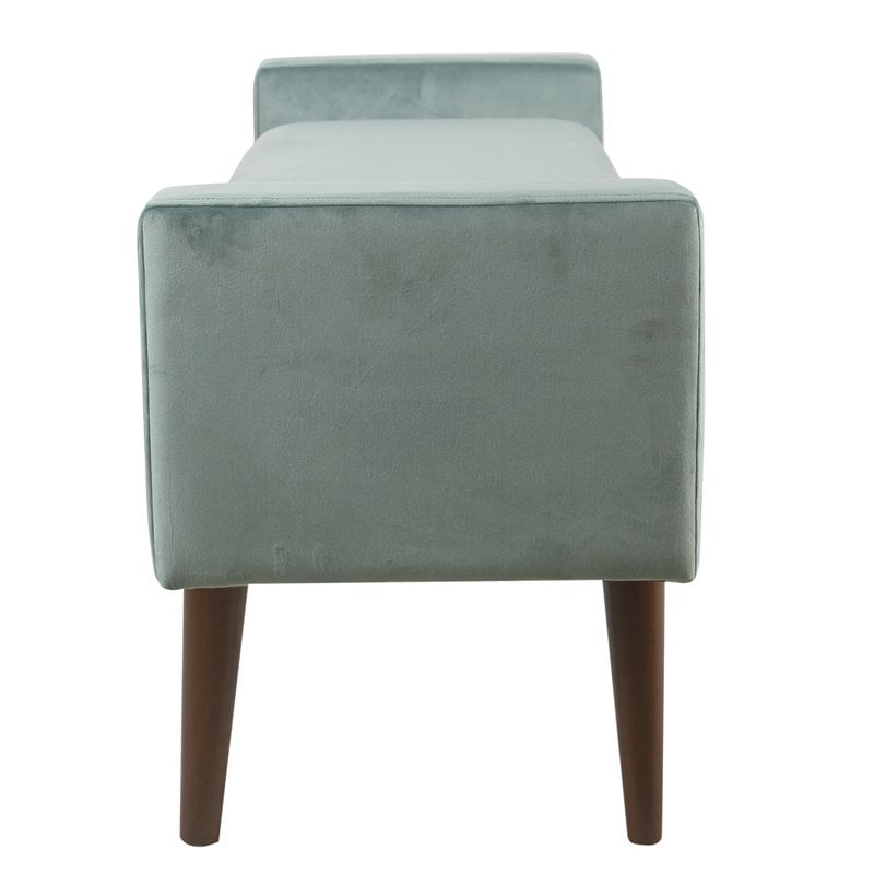 HomePop Fulton Modern Velvet Fabric Storage Bench in Aqua Blue