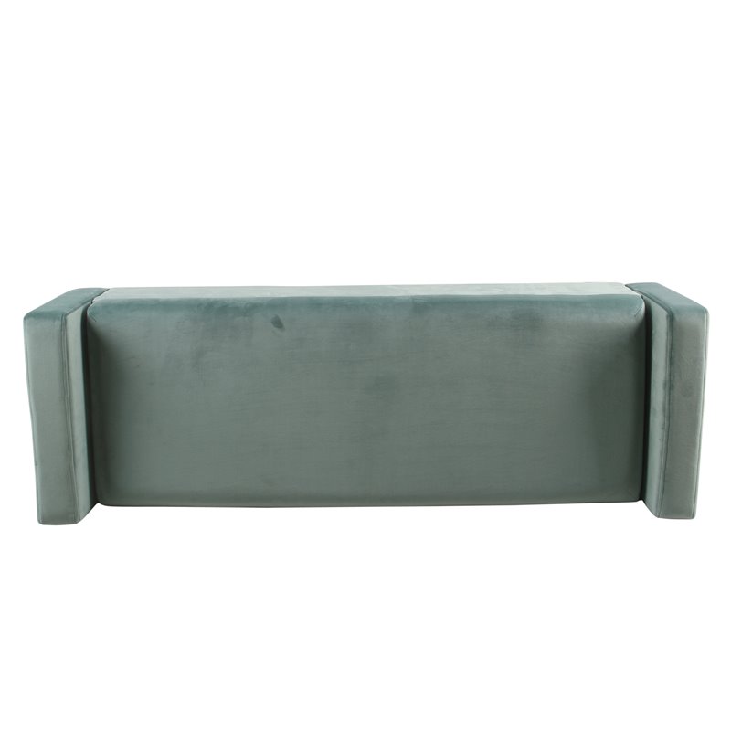 HomePop Fulton Modern Velvet Fabric Storage Bench in Aqua Blue