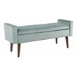 HomePop Fulton Modern Velvet Fabric Storage Bench in Aqua Blue