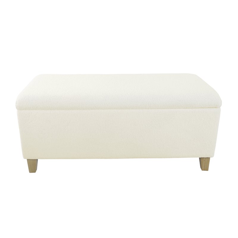 HomePop Sherpa Traditional Fabric Storage Bench in Cream Finish