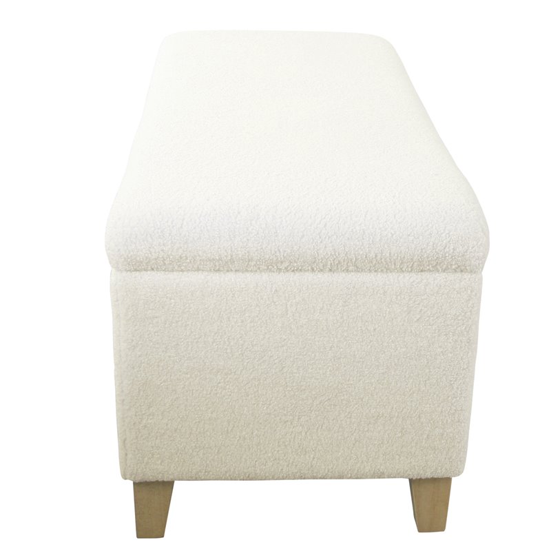 HomePop Sherpa Traditional Fabric Storage Bench in Cream Finish
