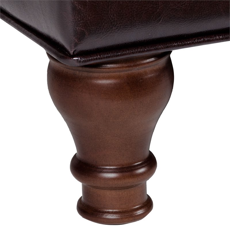 HomePop Traditional Faux Leather Large Storage Bench in Brown