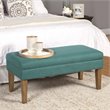 HomePop Transitional Fabric Textured Decorative Storage Bench in Teal Blue
