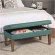 HomePop Transitional Fabric Textured Decorative Storage Bench in Teal Blue
