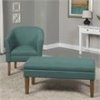 HomePop Transitional Fabric Textured Decorative Storage Bench in Teal Blue