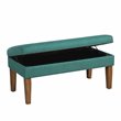 HomePop Transitional Fabric Textured Decorative Storage Bench in Teal Blue