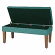 HomePop Transitional Fabric Textured Decorative Storage Bench in Teal Blue