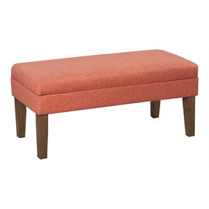 homepop transitional fabric textured decorative storage bench in orange