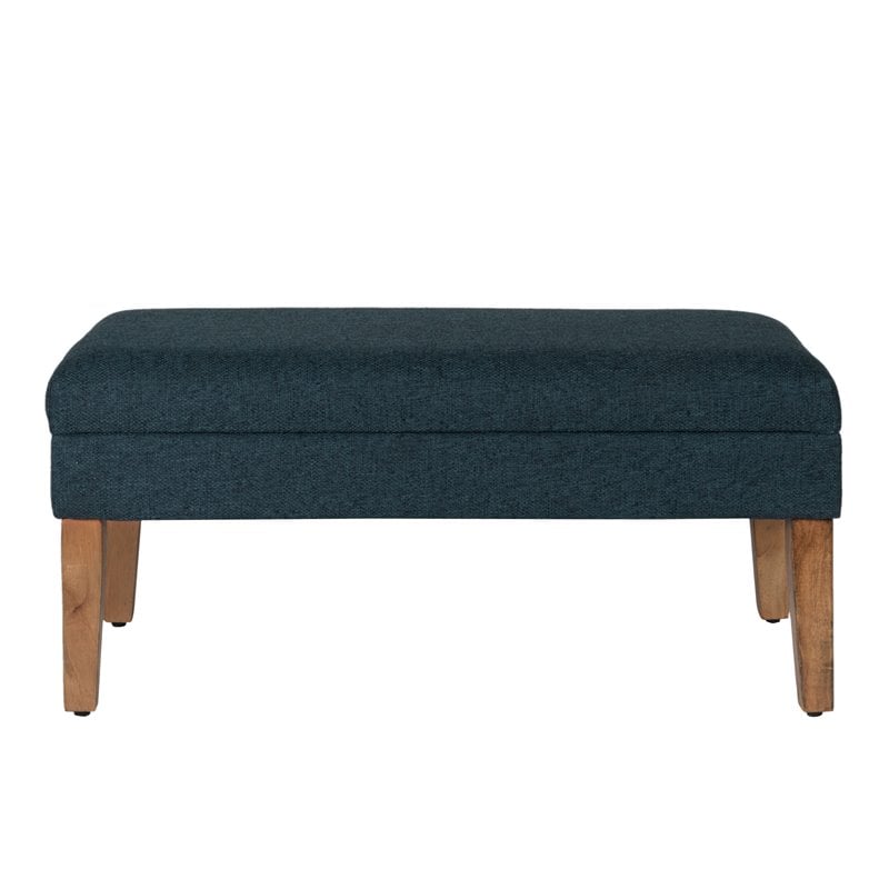HomePop Transitional Fabric Textured Decorative Storage Bench in Blue