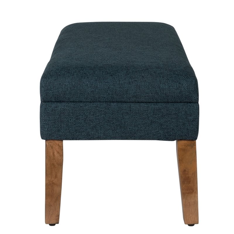 HomePop Transitional Fabric Textured Decorative Storage Bench in Blue