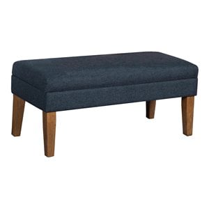 HomePop Transitional Fabric Textured Decorative Storage Bench in Blue