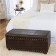 HomePop Traditional Faux Leather Storage Cocktail Bench in Brown