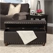 HomePop Traditional Faux Leather Storage Cocktail Bench in Brown