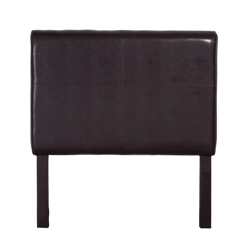HomePop Transitional Faux Leather Fabric Twin Headboard in Brown