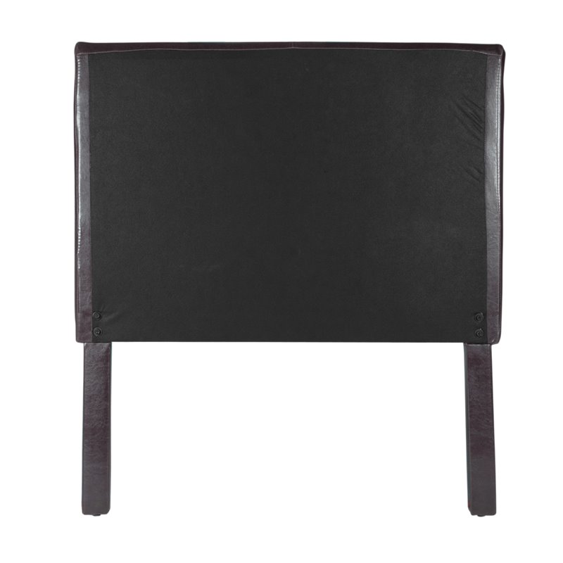 HomePop Transitional Faux Leather Fabric Twin Headboard in Brown