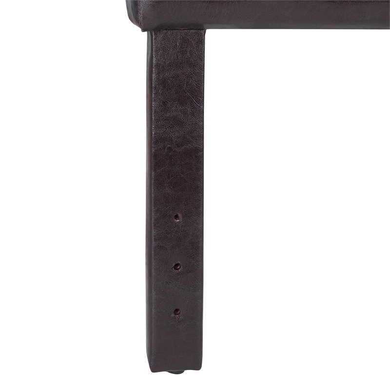 HomePop Transitional Faux Leather Fabric Twin Headboard in Brown