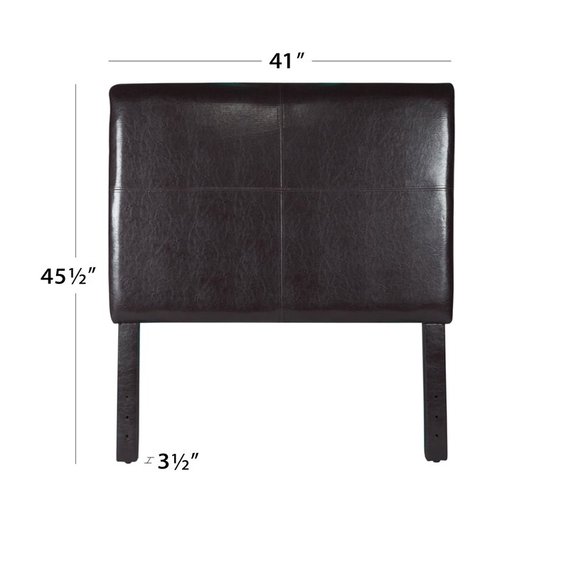 HomePop Transitional Faux Leather Fabric Twin Headboard in Brown