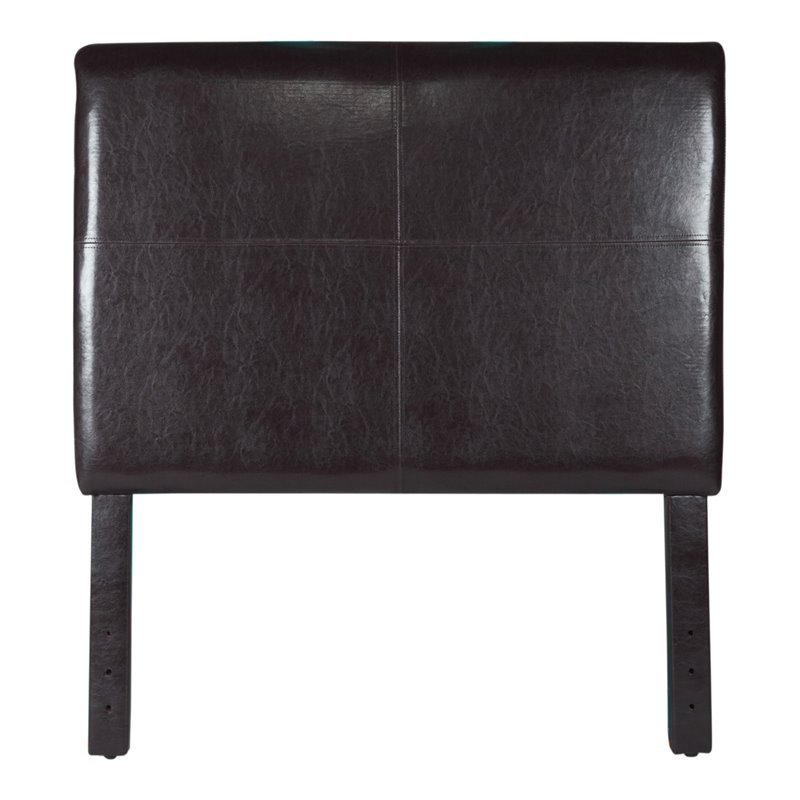 HomePop Transitional Faux Leather Fabric Twin Headboard in Brown