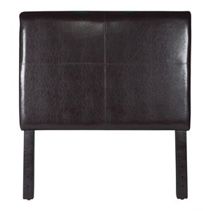 homepop transitional faux leather fabric twin headboard in brown