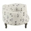 HomePop Traditional Fabric French Bulldog Print Pet Bed in Cream