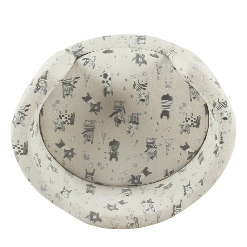 HomePop Traditional Fabric French Bulldog Print Pet Bed in Cream