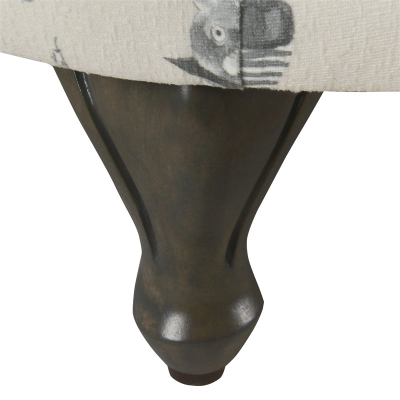 HomePop Traditional Fabric French Bulldog Print Pet Bed in Cream