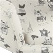 HomePop Traditional Fabric French Bulldog Print Pet Bed in Cream