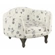HomePop Traditional Fabric French Bulldog Print Pet Bed in Cream
