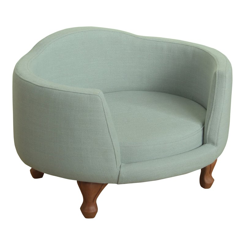 HomePop Traditional Fabric Decorative Pet Bed Curved Mini Love Seat in Teal