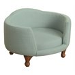 HomePop Traditional Fabric Decorative Pet Bed Curved Mini Love Seat in Teal