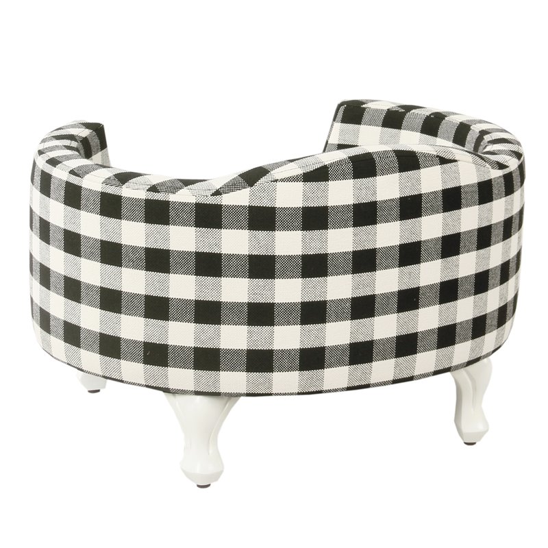 HomePop Traditional Cotton Plaid Pattern Decorative Pet Bed in Mini Black